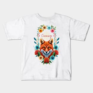 Fox and flowers tattoo style 5 Kids T-Shirt